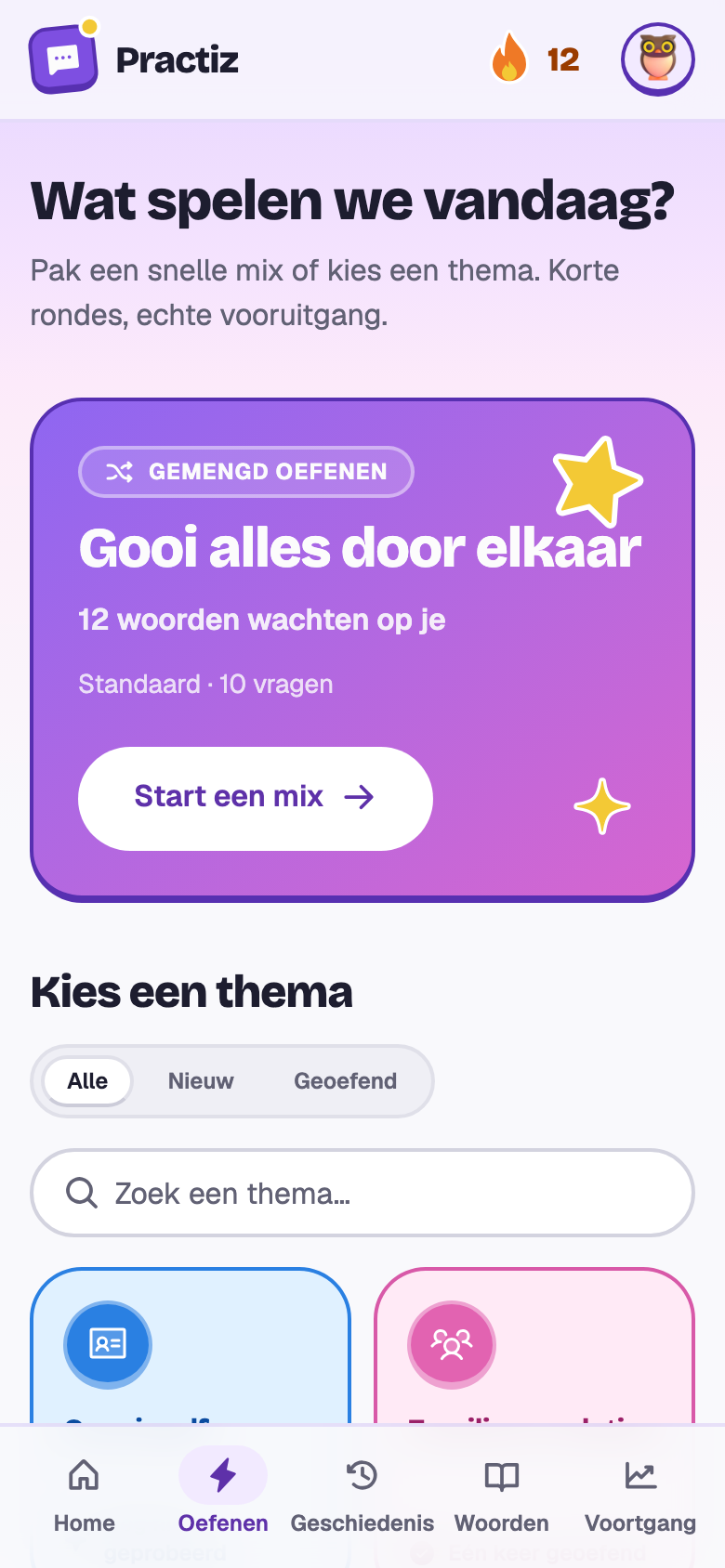De oefenkiezer: Gooi alles door elkaar met 12 woorden die op je wachten, en de vijftien thema’s.
